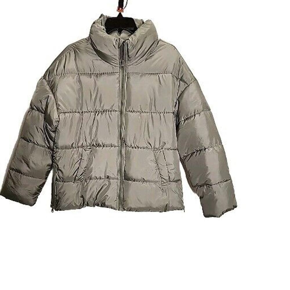 Ci SONO Womens Puffer Jacket Medium Size Silver Very Warm Smooth Zippers